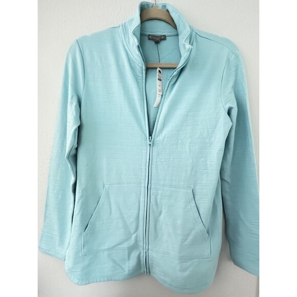 T By Talbots Women's XS Aqua Zip Jacket w/ Pockets & UPF 50+ Slub Terry Jacket - Picture 1 of 9